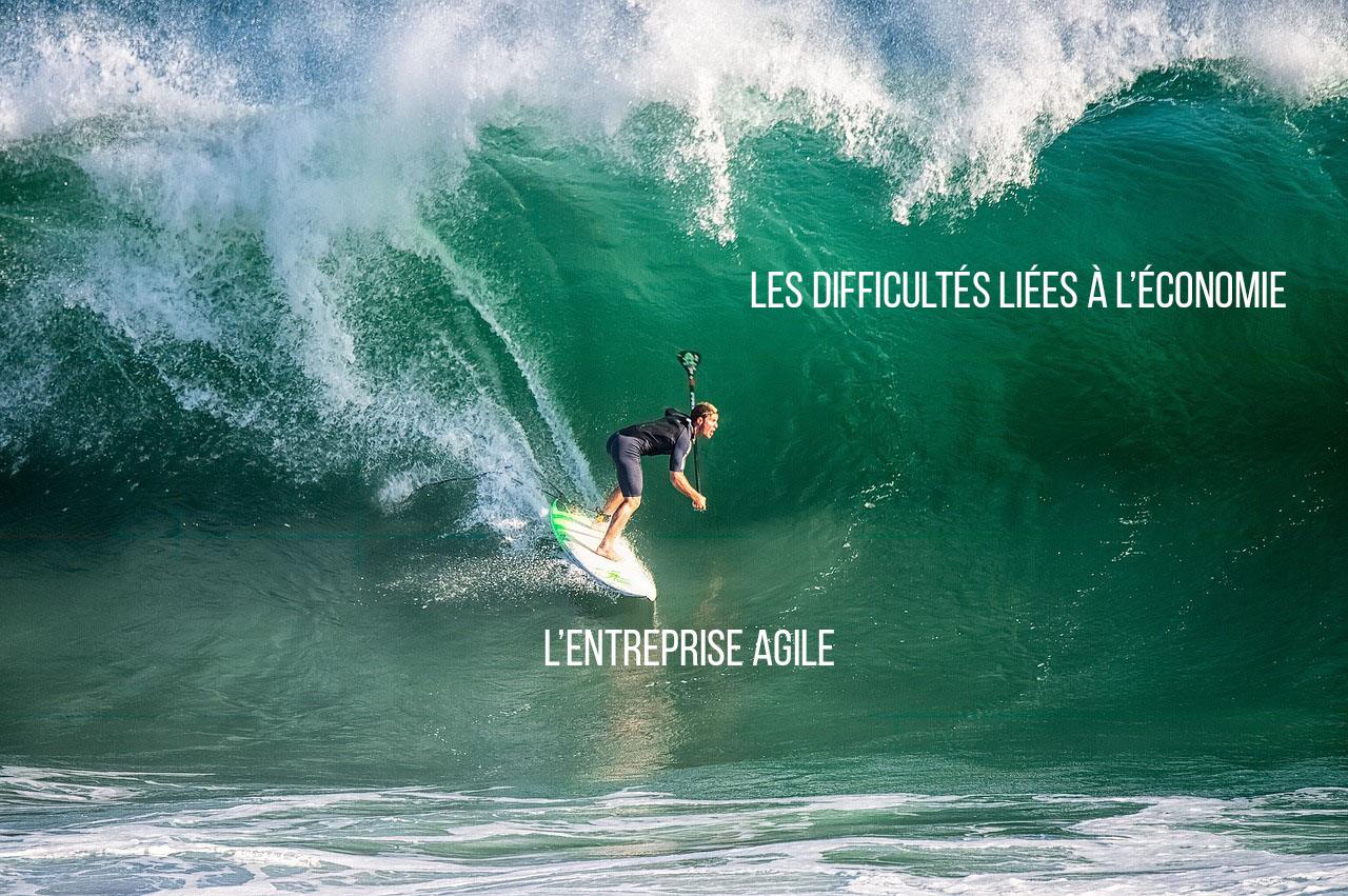 Un surfeur sur sur une vague.